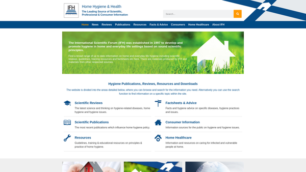 Screenshot of the International Scientific Forum On Home Hygiene website