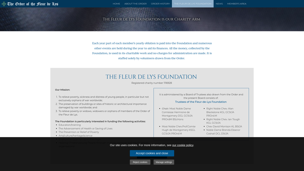 Screenshot of the The Fleur De Lys Foundation website