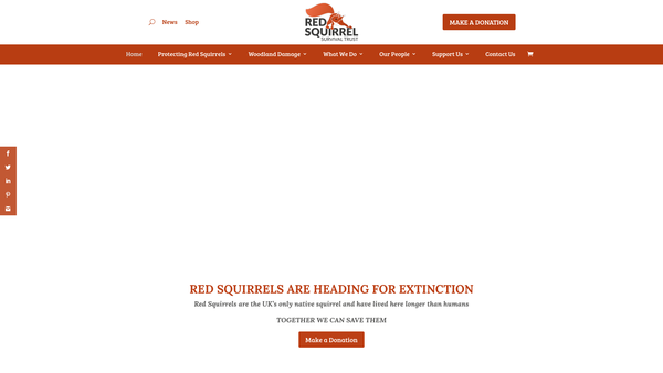 Screenshot of the Red Squirrel Survival Trust website