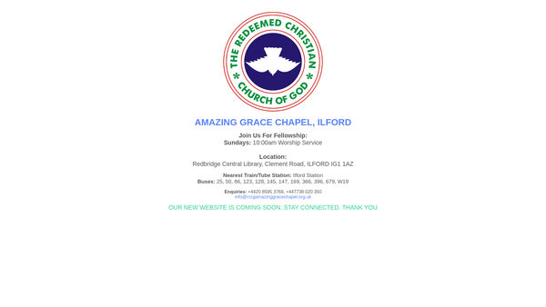 Screenshot of the The Redeemed Christian Church Of God Amazing Grace Chapel website