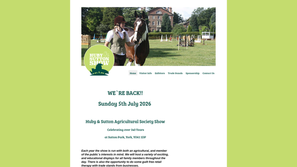 Screenshot of the Huby And Sutton-On-The-Forest Agricultural Society website