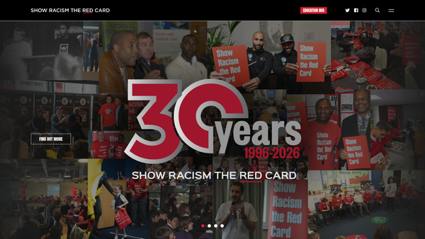 Screenshot of the Show Racism The Red Card website