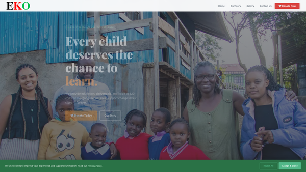 Screenshot of the Educating Kenyan Orphans website