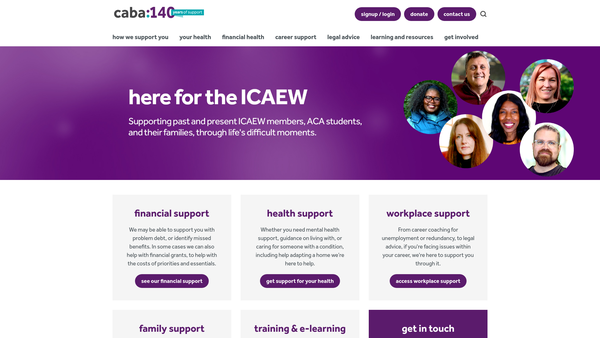 Screenshot of the Chartered Accountants' Benevolent Association website