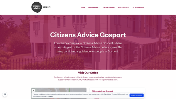 Screenshot of the Citizens Advice Gosport website