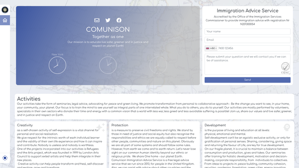 Screenshot of the Comunison website