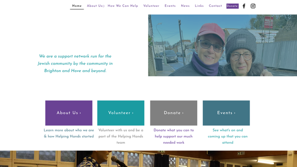 Screenshot of the Helping Hands website