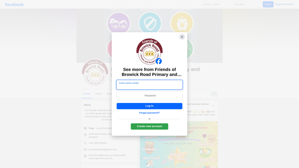 Screenshot of the Friends Of Browick Road Primary And Nursery School website