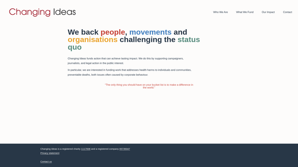 Screenshot of the Changing Ideas Ltd website