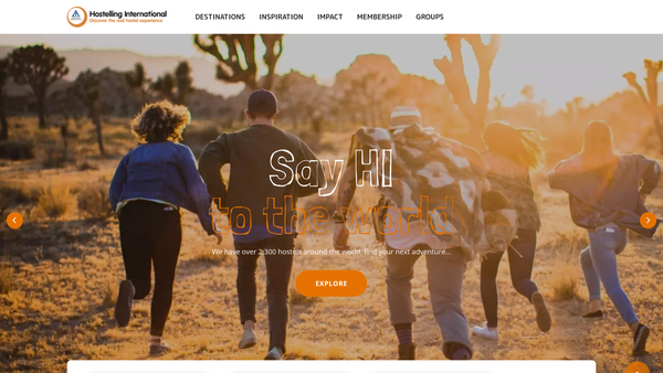 Screenshot of the International Youth Hostel Federation website
