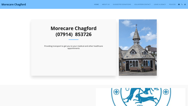 Screenshot of the Morecare Chagford Association website