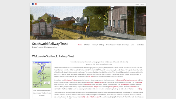 Screenshot of the Southwold Railway Trust website