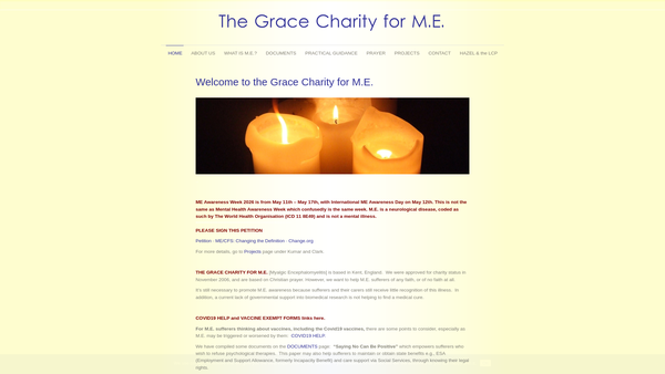 Screenshot of the The Grace Charity For M.E. website