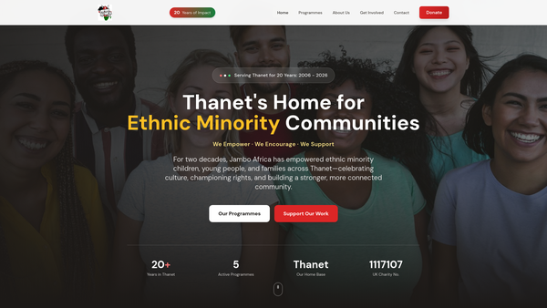 Screenshot of the Jambo Africa Community Limited website