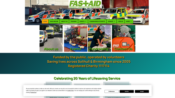 Screenshot of the Fastaid website