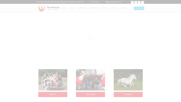 Screenshot of the The Phoenix Children's Foundation website