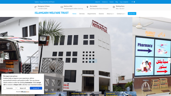 Screenshot of the British Friends Of Islamgarh Welfare Trust website