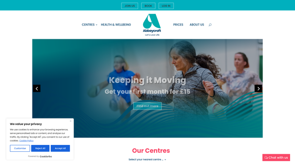 Screenshot of the Abbeycroft Leisure website