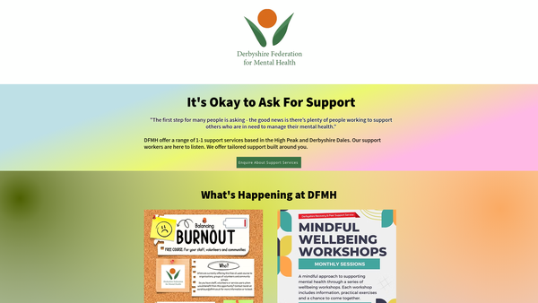 Screenshot of the The Derbyshire Federation For Mental Health website