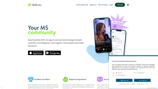 Screenshot of the Shift.ms website