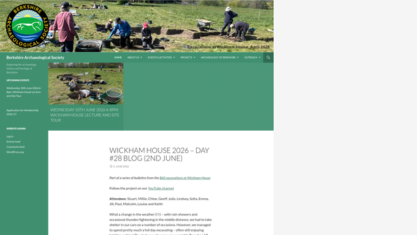 Screenshot of the Berkshire Archaeological Society website
