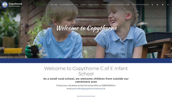 Screenshot of the Copythorne Infant School PTA website