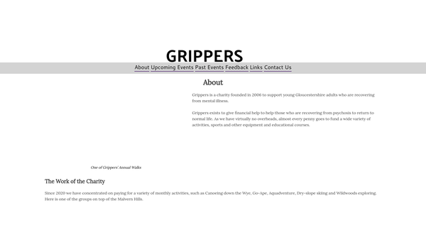 Screenshot of the Grippers website