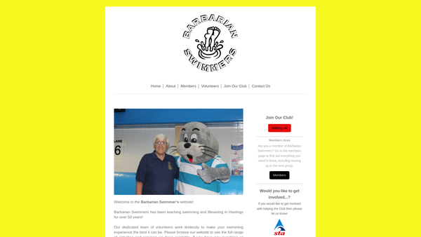 Screenshot of the Barbarian Swimmers website