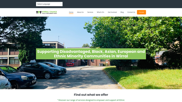 Screenshot of the Wirral Change Limited website