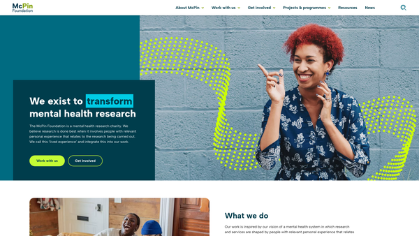 Screenshot of the The Mcpin Foundation website