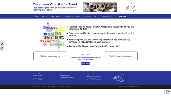 Screenshot of the Delamere Forest School Limited website