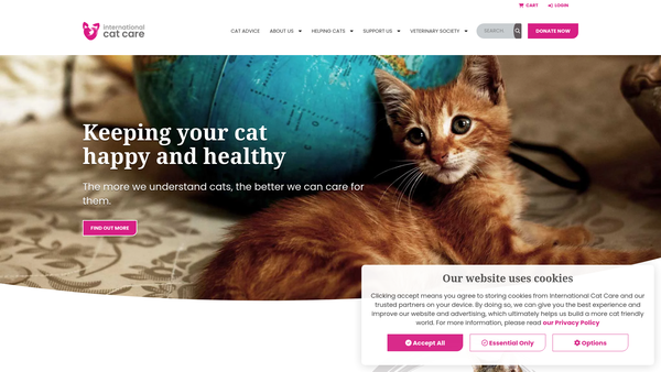 Screenshot of the International Cat Care website