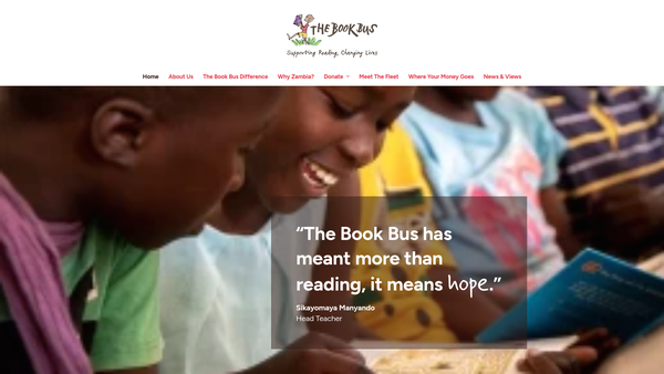 Screenshot of the The Book Bus Foundation website