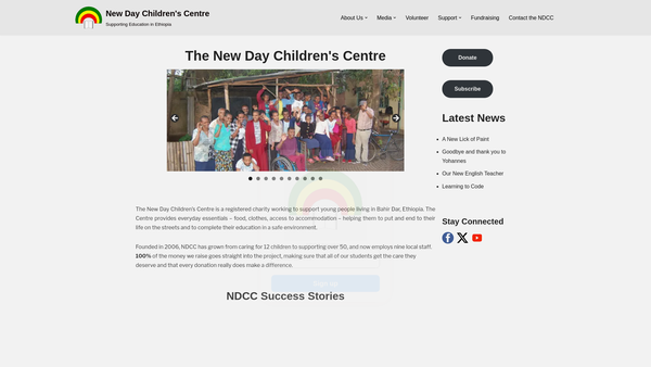 Screenshot of the New Day Children's Centre website