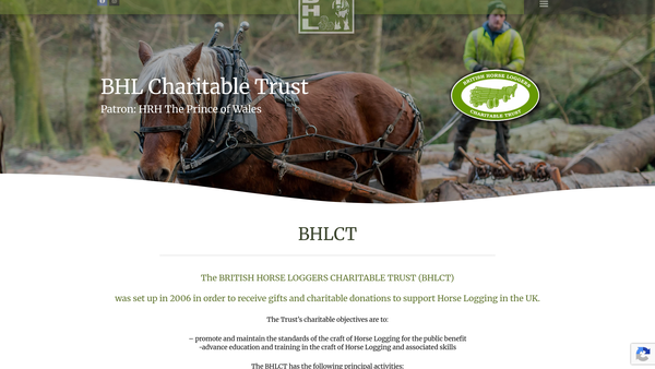Screenshot of the British Horse Loggers Charitable Trust website