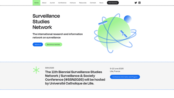 Screenshot of the Surveillance Studies Network website
