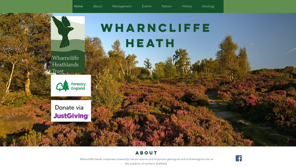 Screenshot of the Wharncliffe Heathlands Trust website