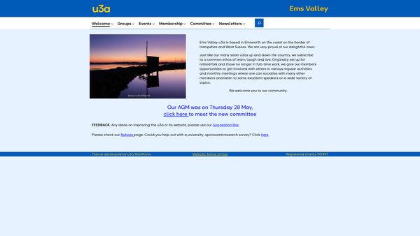 Screenshot of the Ems Valley University Of The Third Age website