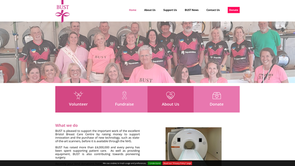 Screenshot of the Breastcancer Unit Support Trust website