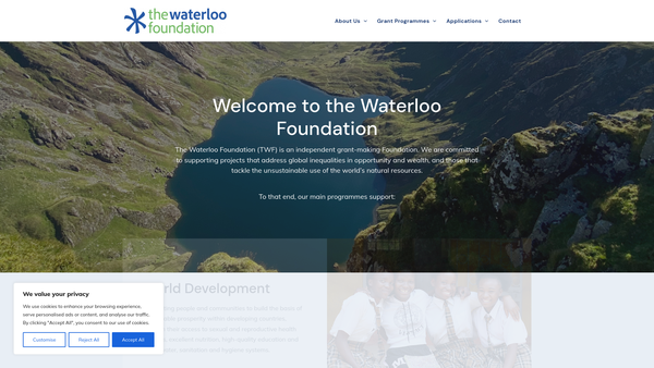 Screenshot of the The Waterloo Foundation website