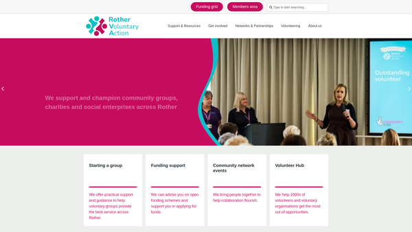 Screenshot of the Rother Voluntary Action website