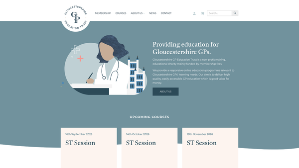 Screenshot of the Gloucestershire GP Educational Trust website