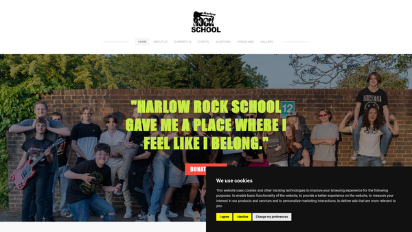 Screenshot of the Friends Of Rock School website