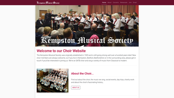 Screenshot of the Kempston Musical Society website