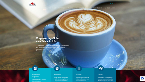 Screenshot of the Fresh Inspiration website