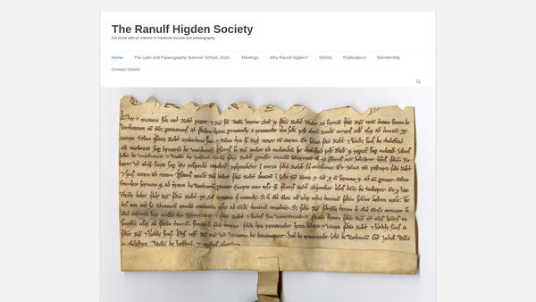 Screenshot of the The Ranulf Higden Society website