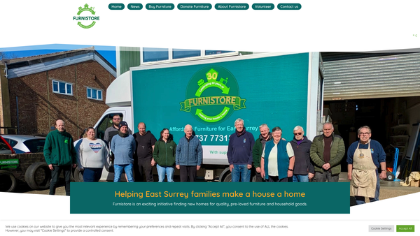 Screenshot of the Furnistore In East Surrey Limited website
