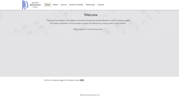 Screenshot of the Bedford Messiah Choir website