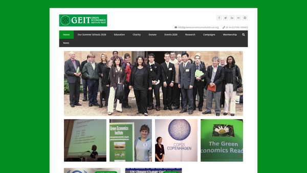 Screenshot of the Green Economics Institute Trust website