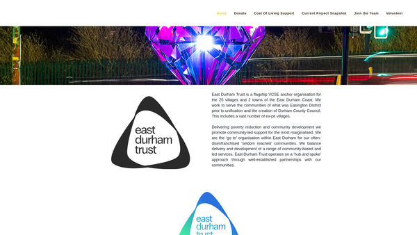 Screenshot of the East Durham Community Development Trust Ltd website